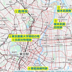 Sites of Takeaki Enomoto in Tokyo
