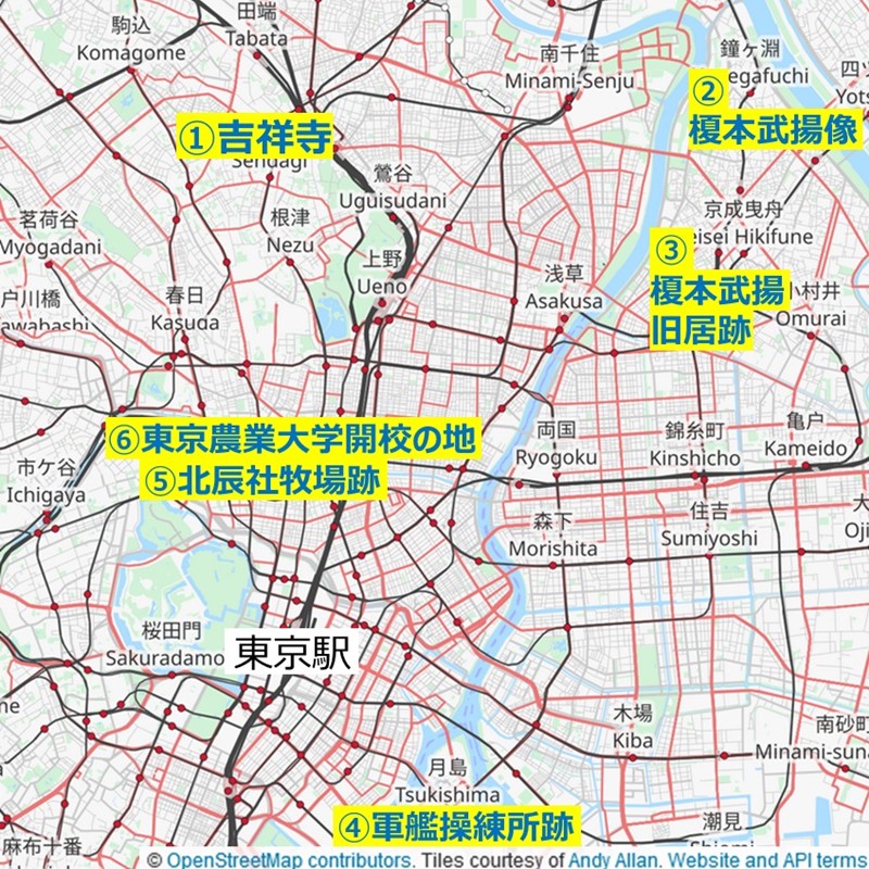 Sites of Takeaki Enomoto in Tokyo